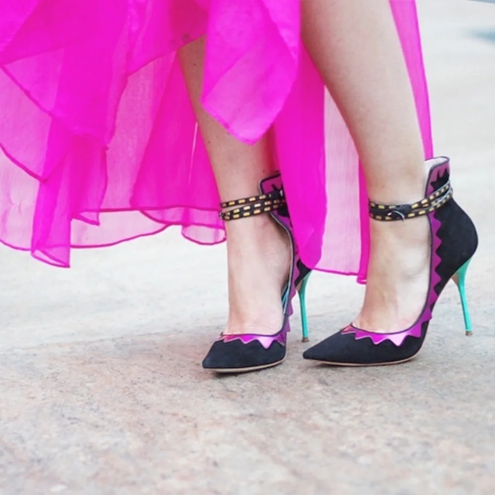 Sophia Webster Roka Iridescent Leather and Suede Pumps